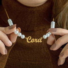 Personalized Pearl Name Necklace for Women