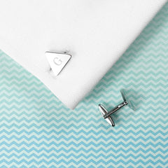 Personalized Rhodium Plated Triangle Cufflinks