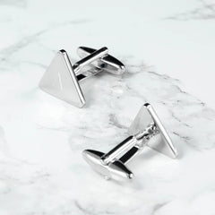 Personalized Rhodium Plated Triangle Cufflinks