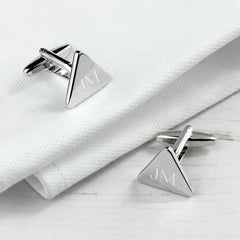 Personalized Rhodium Plated Triangle Cufflinks