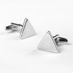 Personalized Rhodium Plated Triangle Cufflinks