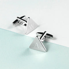 Personalized Rhodium Plated Triangle Cufflinks