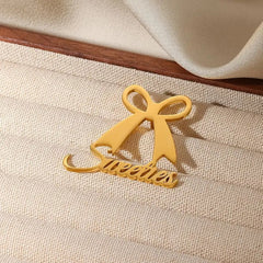 Personalized Ribbon Bow Brooch with Custom Name