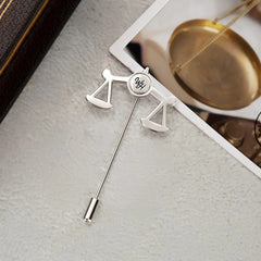 Personalized Scales of Justice Lapel Pin with Initials