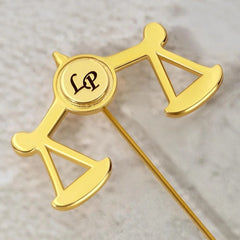 Personalized Scales of Justice Lapel Pin with Initials