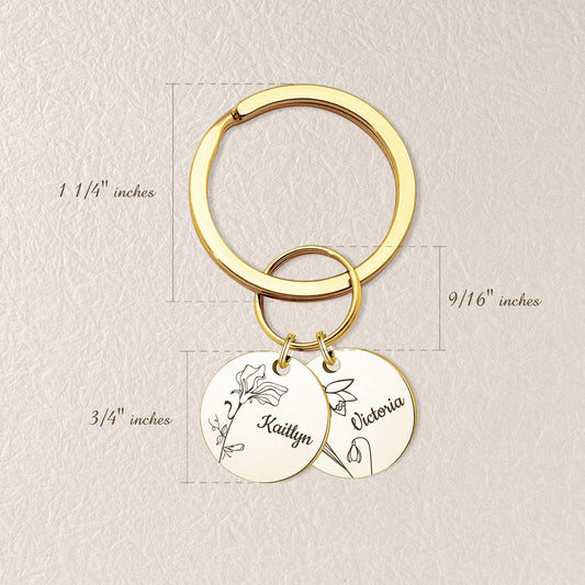 Personalized Birth Flower Keychain