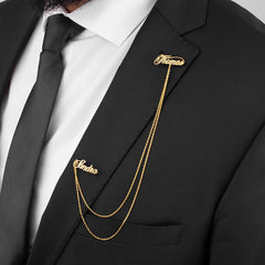 Personalized Chain Lapel Brooch for Bride-Groomsmen