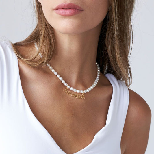 Personalized Chiara Pearl Name Necklace