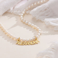 Personalized Chiara Pearl Name Necklace