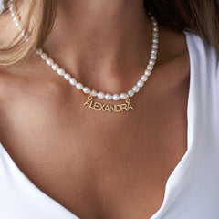 Personalized Chiara Pearl Name Necklace