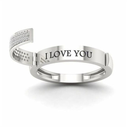 Personalized Custom Secret Message Dimond Ring For Love Birds