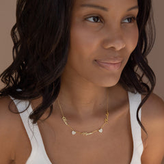 Personalized Custom Three Name With Dimond Heart Necklace