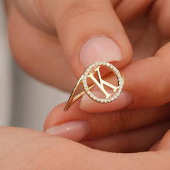 Personalized Dainty Initial Diamond Ring