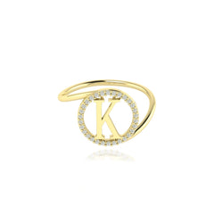 Personalized Dainty Initial Diamond Ring