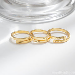 Personalized Dainty Stacking Engraved Double Name Ring