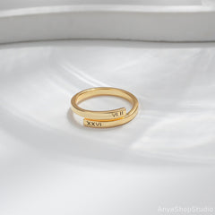 Personalized Dainty Stacking Engraved Double Name Ring