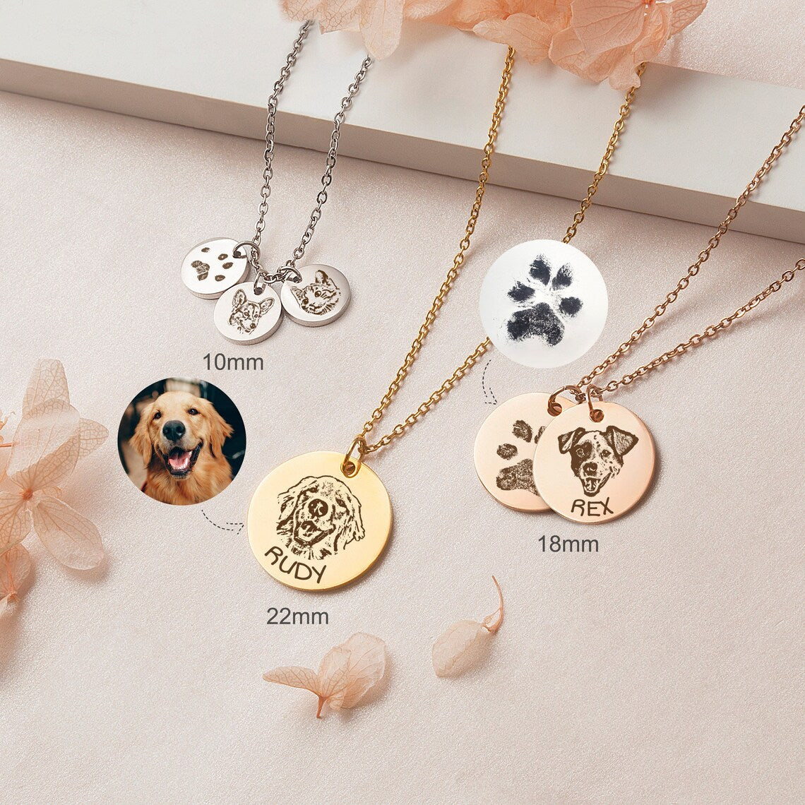 Personalized Dog Cat Photo Charms Necklace