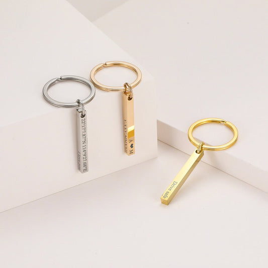 Personalized Engraved Bar Keychain