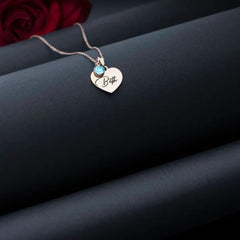 Personalized Engraved Heart Birthstone Necklace