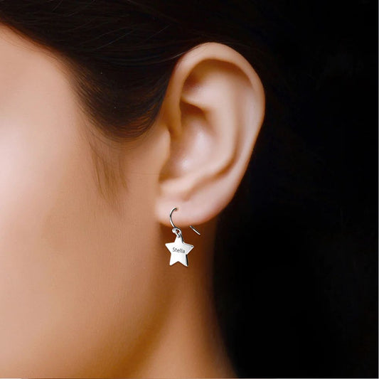 Personalized Engraved Name Star Earrings