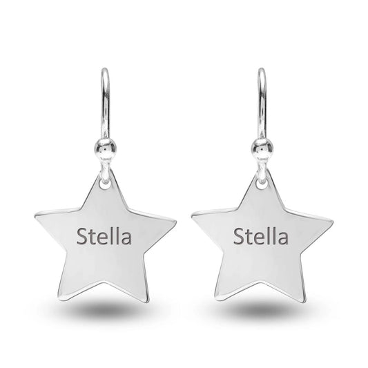 Personalized Engraved Name Star Earrings