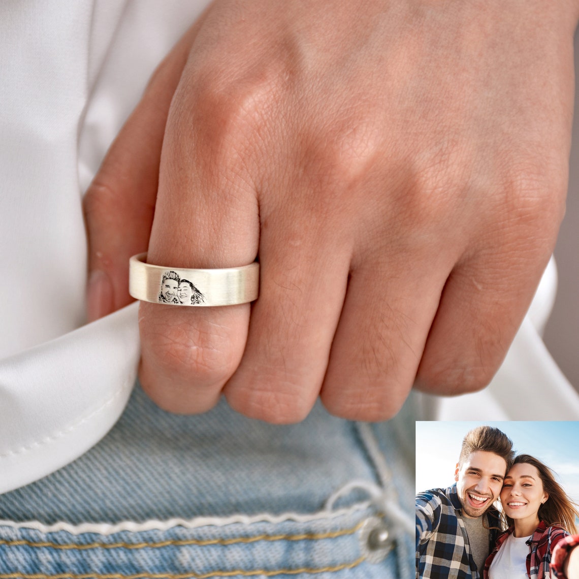 Personalized Engraved Picture & Hidden Message Ring