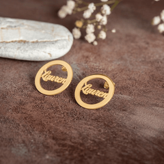 Personalized Name Circle Style Earrings