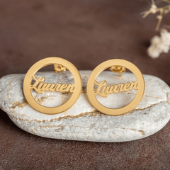 Personalized Name Circle Style Earrings