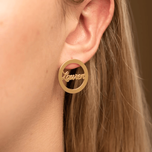 Personalized Name Circle Style Earrings