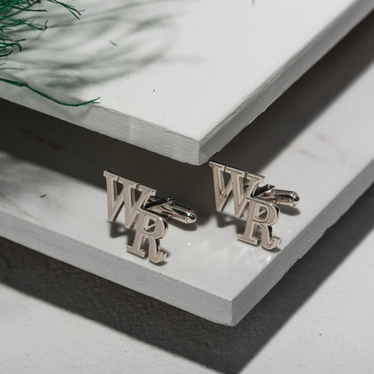Personalized unique Textured Initial Grooms Cufflinks