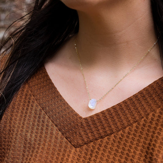 Natural Rainbow Moonstone Necklace For Woman