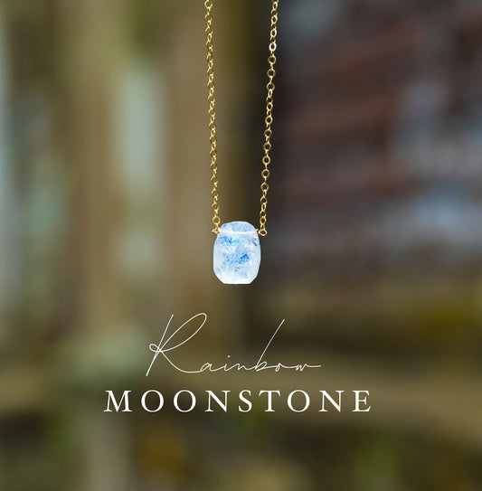 Natural Rainbow Moonstone Necklace For Women