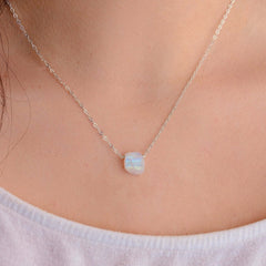 Natural Raw Rainbow Moonstone Necklace For Women