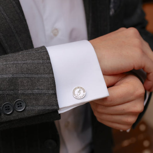 Round Initial and Name Dress Shirt Cufflinks