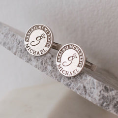 Round Initial and Name Dress Shirt Cufflinks