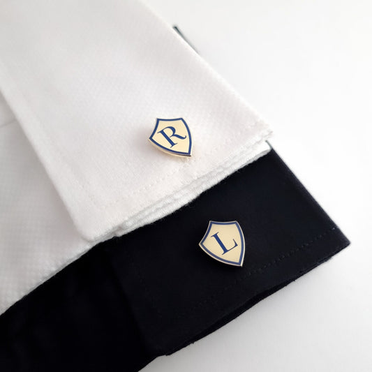 Shield Shape Monogram Initial Cufflinks
