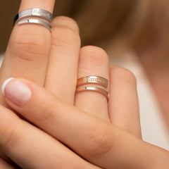 Jeluxa Personalized Stacking Name Ring – Custom Engraved Double Band in Gold