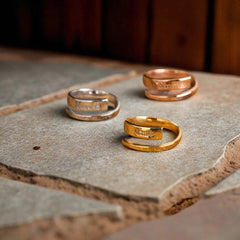 Jeluxa Personalized Stacking Name Ring – Custom Engraved Double Band in Gold