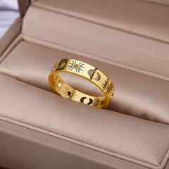 Sun Moon Sterling Silver Rings For Unisex