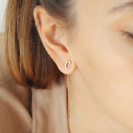 Jeluxa Personalized Initial Letter Threader Earrings – Minimal & Elegant Jewelry