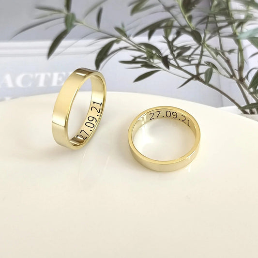 Personalized Text Engraved Couple Ring Set