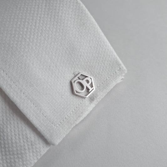 Hexagon Initials Cufflinks, Groom Wedding Cufflink, Personalized Cufflink