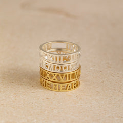 Customized Handmade Roman Numerals Ring