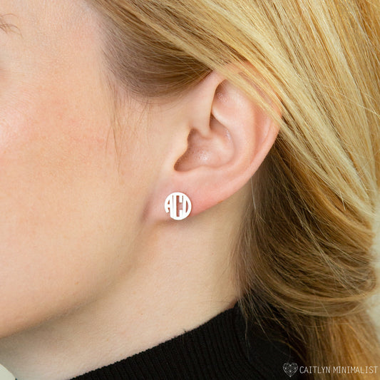 Custom Initial Letters Block Monogram Earrings