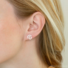 Custom Initial Letters Block Monogram Earrings