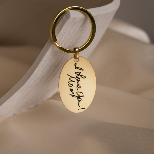 Actual Handwriting Oval Keychain Signature keychain Gifts for dad