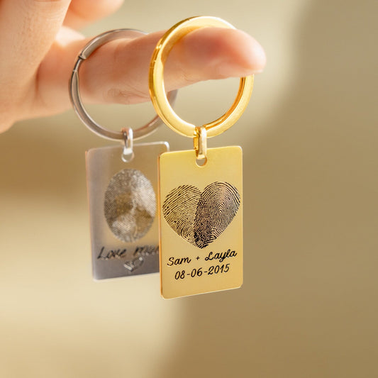 Fingerprint Rectangle Keychain memorial gift memorial keychain