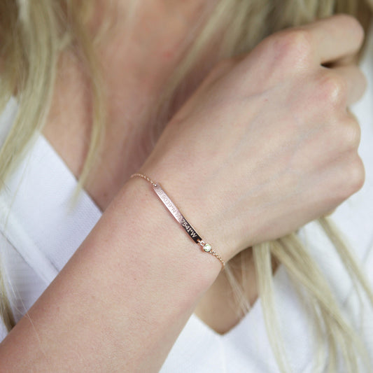 Customized Handmade Thin Coordinates Bar Bracelet