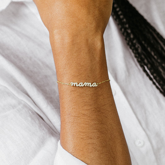 Dimond Pave Mama Script Bracelet